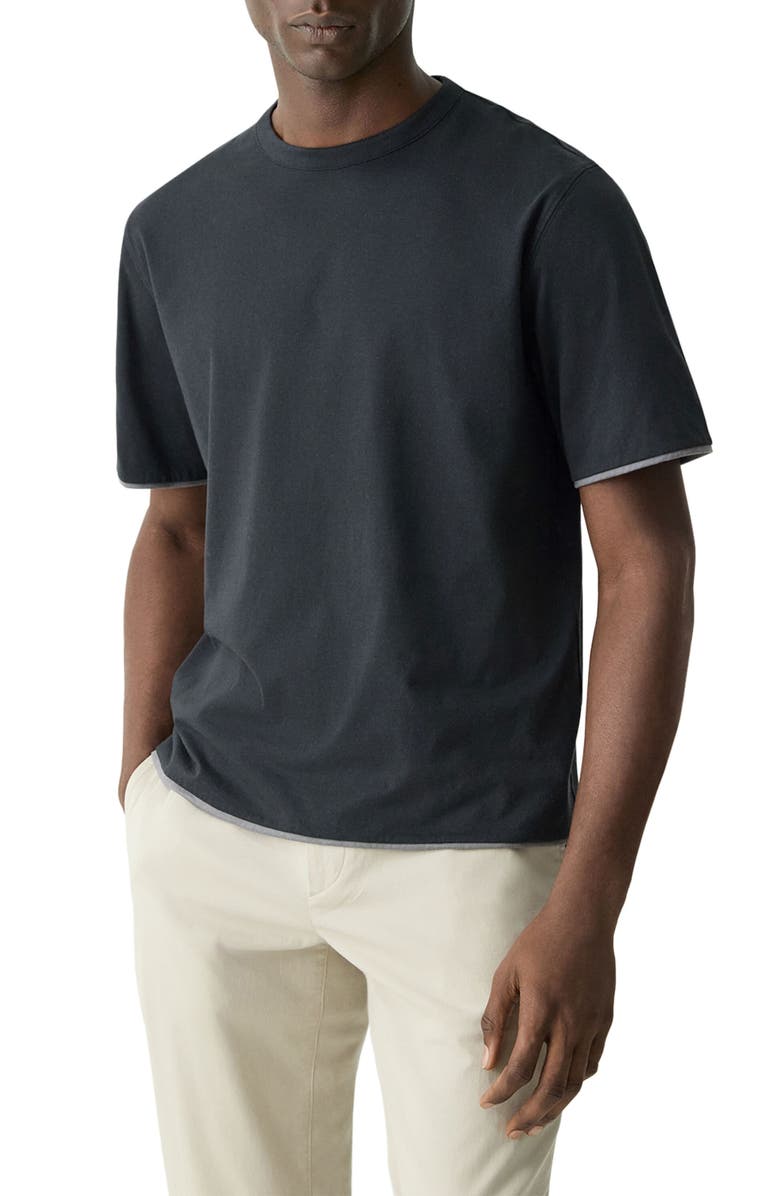 Theory DB Pima Cotton Layered T-Shirt, Alternate, color, Black/ Carbon