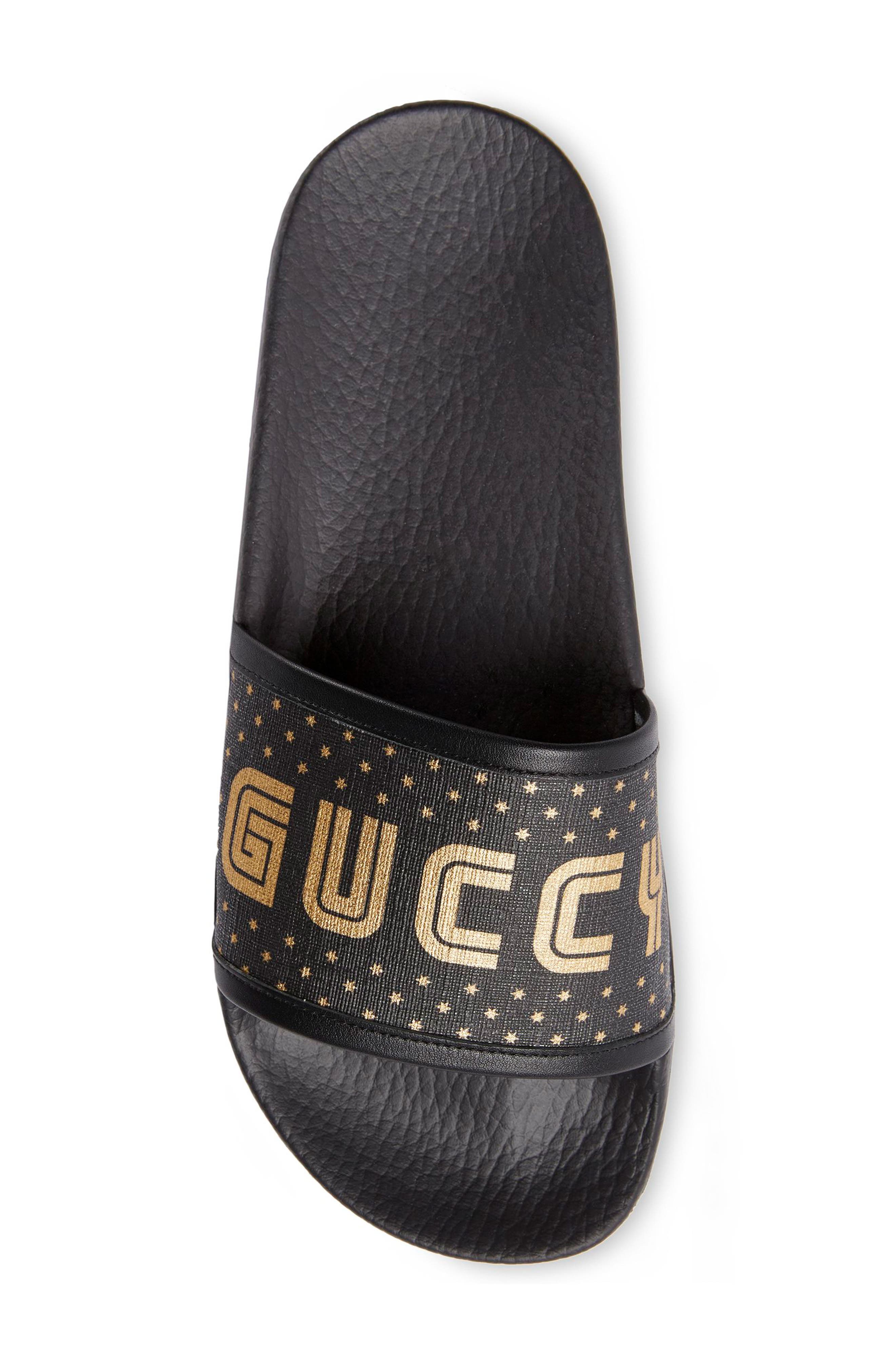 Gucci Pursuit Guccy Logo Slide Sandal, Alternate, color, 