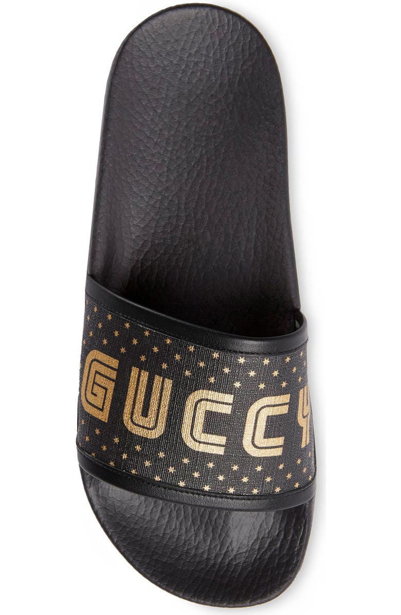 Gucci Pursuit Guccy Logo Slide Sandal, Alternate, color,