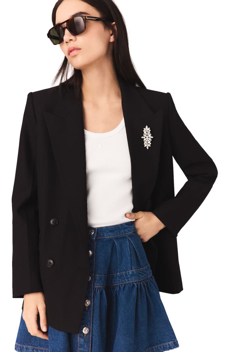 maje Double-breasted jacket, Alternate, color, Black