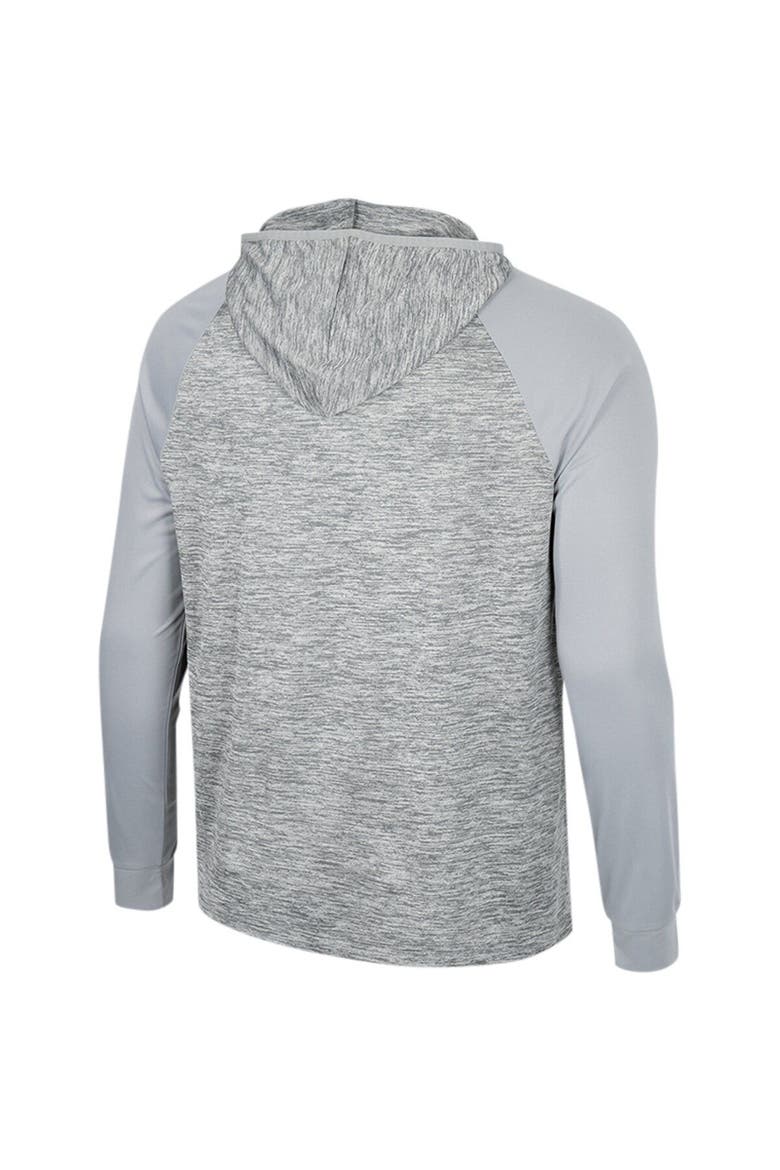Men's Colosseum Gray West Virginia Mountaineers Cybernetic Raglan Quarter-Zip Hooded Top, Alternate, color, Gray