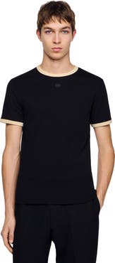 SANDRO Two-tone patch T-shirt