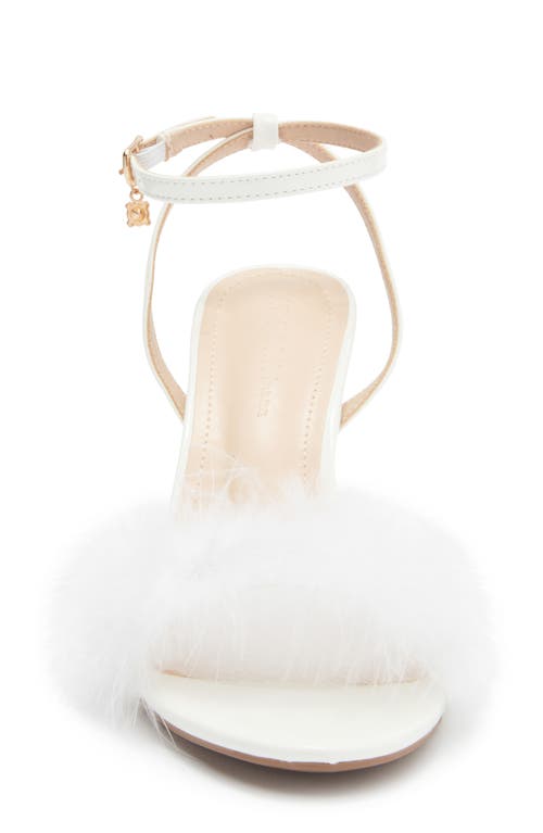 Wild Diva Lounge Safina Faux Fur Heel Sandal In White