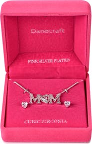 Danecraft Mom Pendant Necklace & Heart Stud Earrings Set