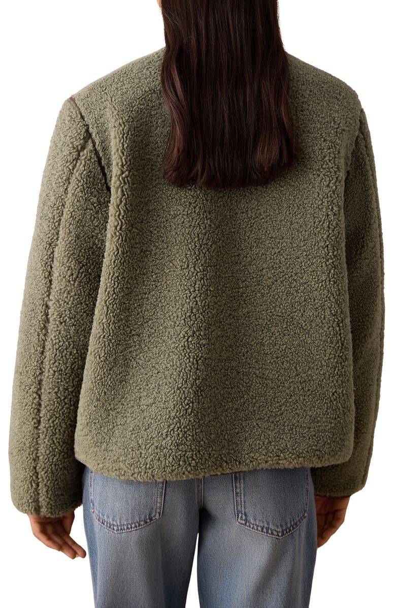 MANGO TEEN Textured Fleece Jacket, Alternate, color, Green