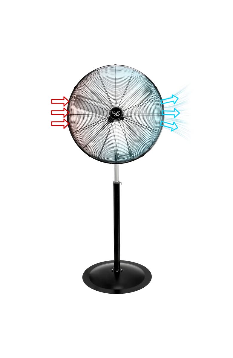 Vie Air 30 Inch Industrial Heavy Duty Pedestal Oscillating Metal Stand Fan, Main, color, Black