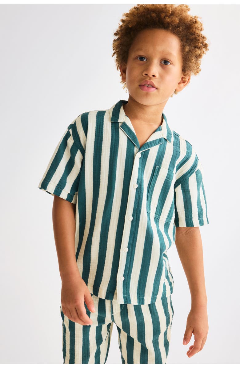 H&M 2-piece cotton muslin set, Main, color, Green/Beige Striped