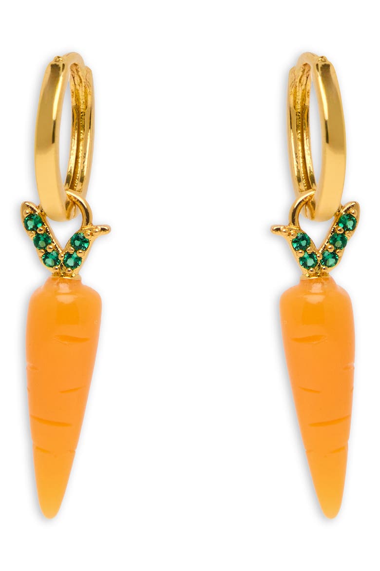 Carrot Charm Huggie Earrings, Alternate, color, ORANGE