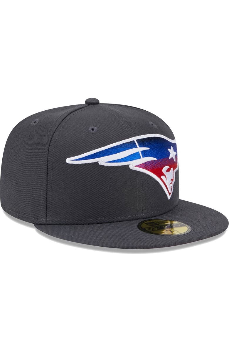 New Era Men's New Era Graphite New England Patriots Color Dim 59FIFTY Fitted Hat, Alternate, color, 