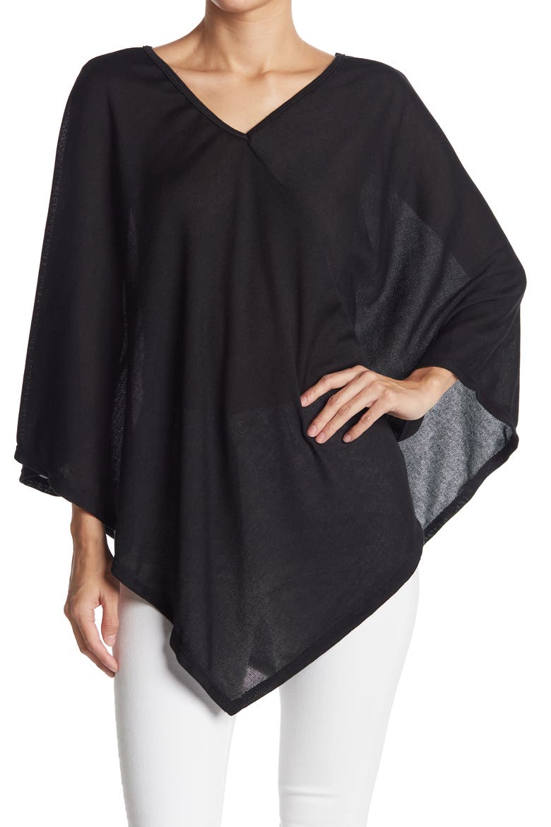 Asymmetrical Poncho Sweater, Main, color, BLACK