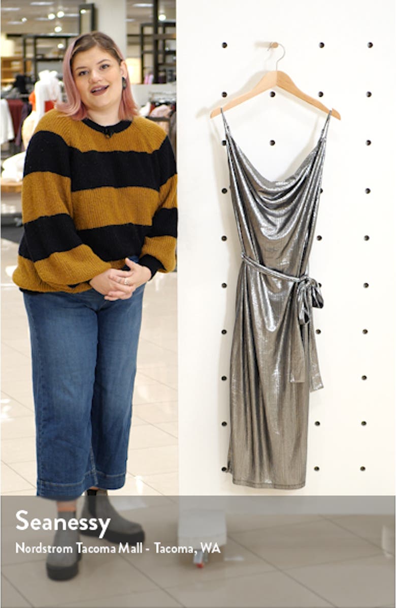 Cowl Neck Belted Metallic Dress, sales video thumbnail