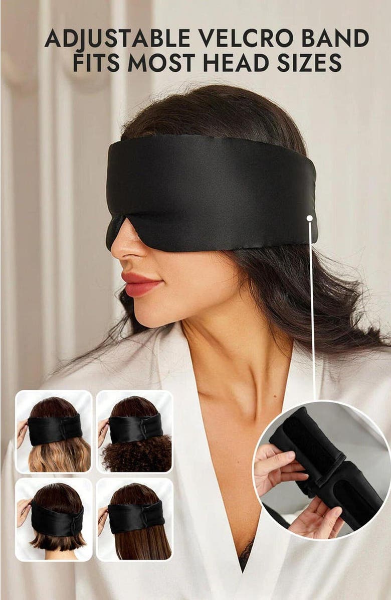 SILKSILKY Elegant One Piece Silk Sleep Eye Mask, Alternate, color, Black