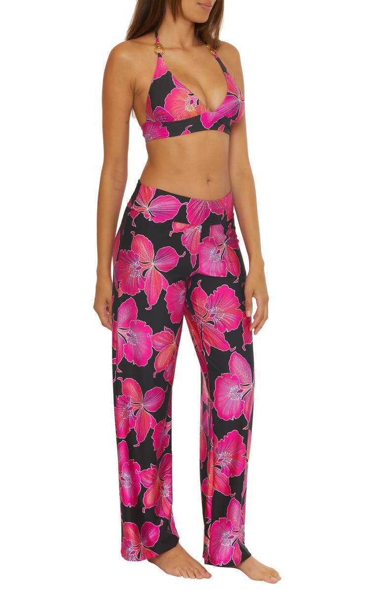 Trina Turk Fluery Cover-Up Pants, Alternate, color, Black/Pink Multi