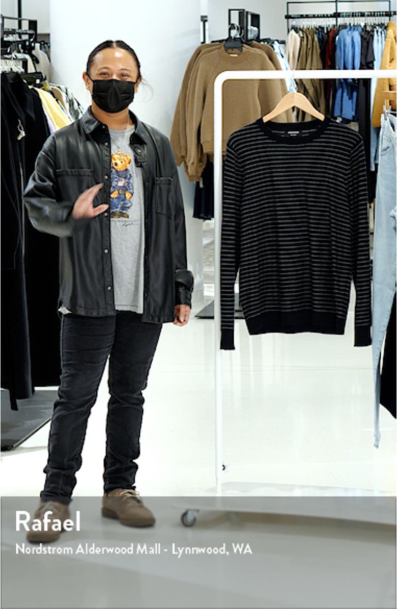 Men's Tech-Smart Stripe Merino Wool Blend Sweater, sales video thumbnail