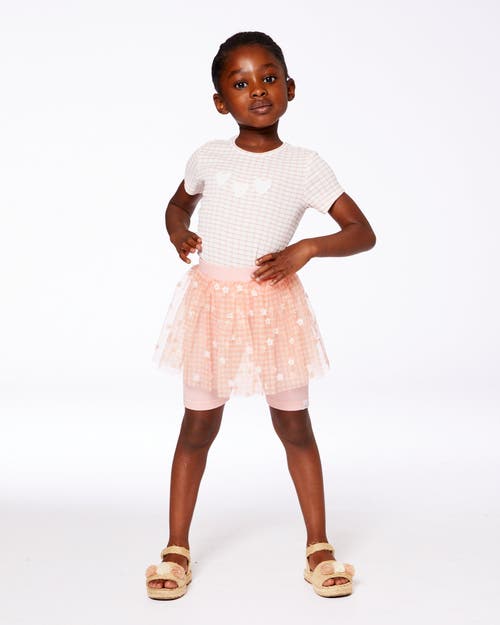 DEUX PAR DEUX DEUX PAR DEUX LITTLE GIRL'S CRINKLE TOP WITH APPLIQUE LIGHT OLD PINK