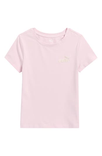 Puma Kids' Foundations Stretch Cotton T-shirt In Pink/grey