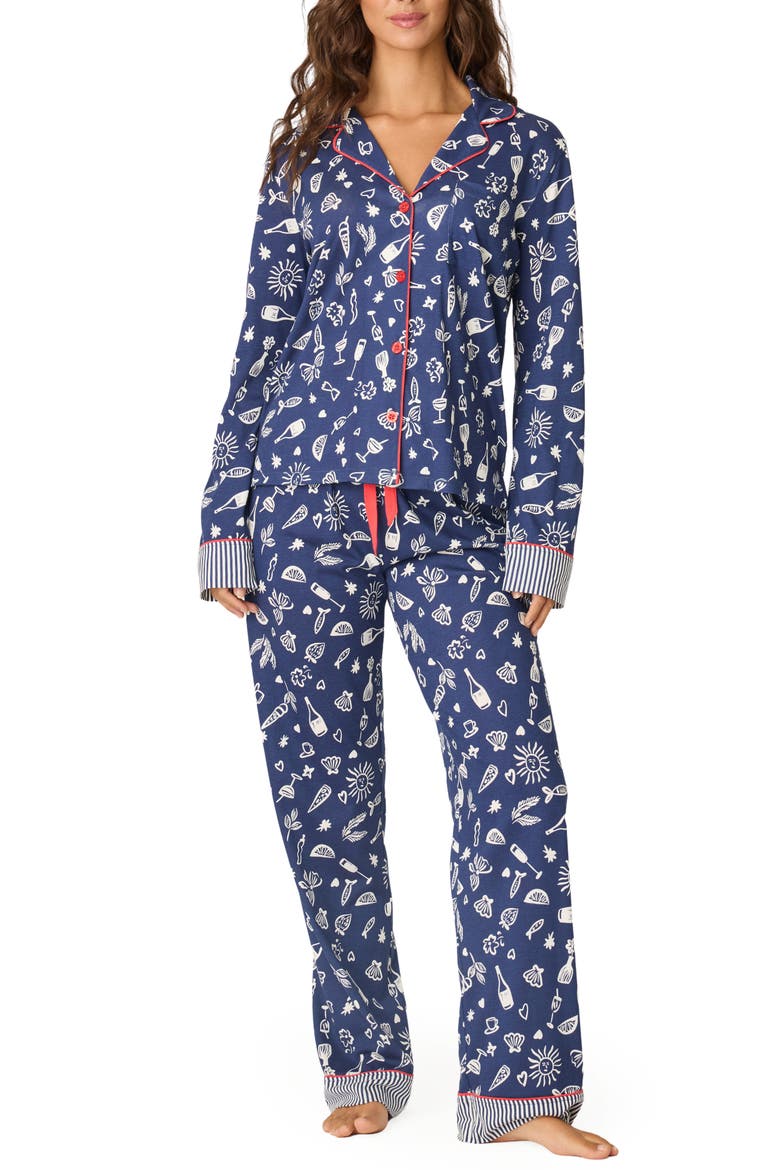 Playful Print Pajamas, Main, color, DARK NAVY