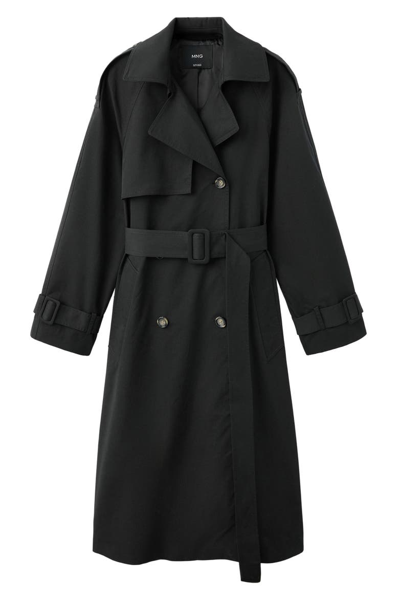 Angela Belted Trench Coat, Alternate, color, BLACK