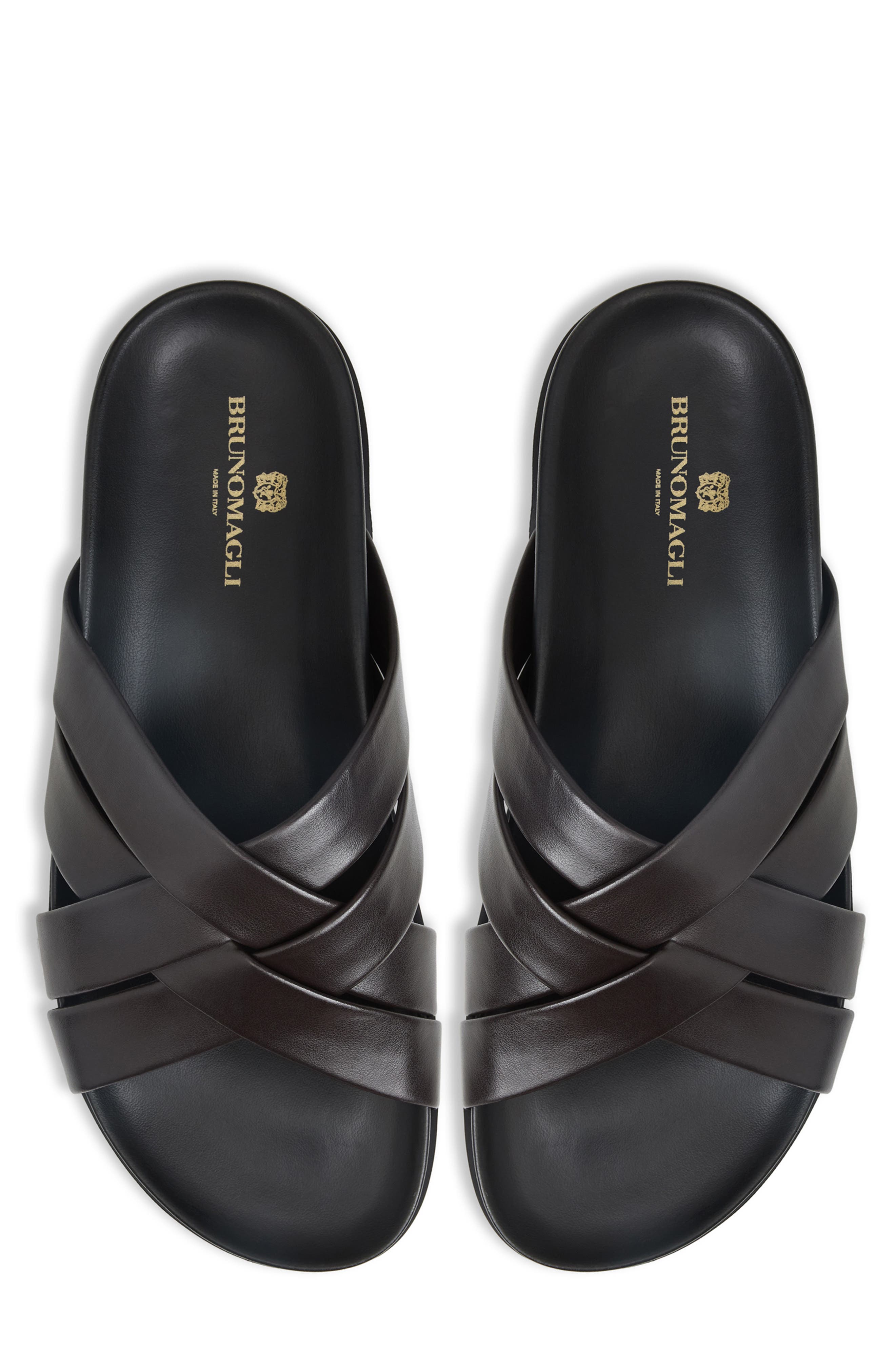 Bandino Slide Sandal, Alternate, color, DARK BROWN CALF