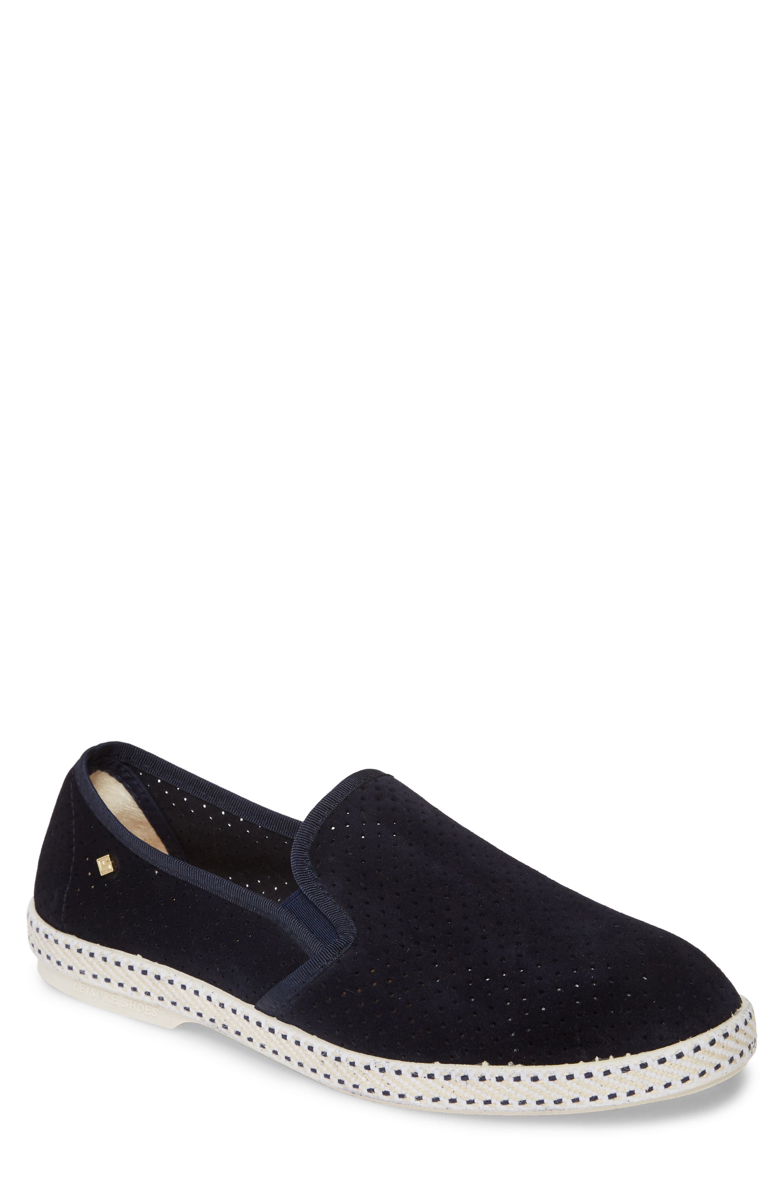 Sultan des Plages Slip-On Sneaker, Main, color, MARINE BLUE PERFORATED SUEDE