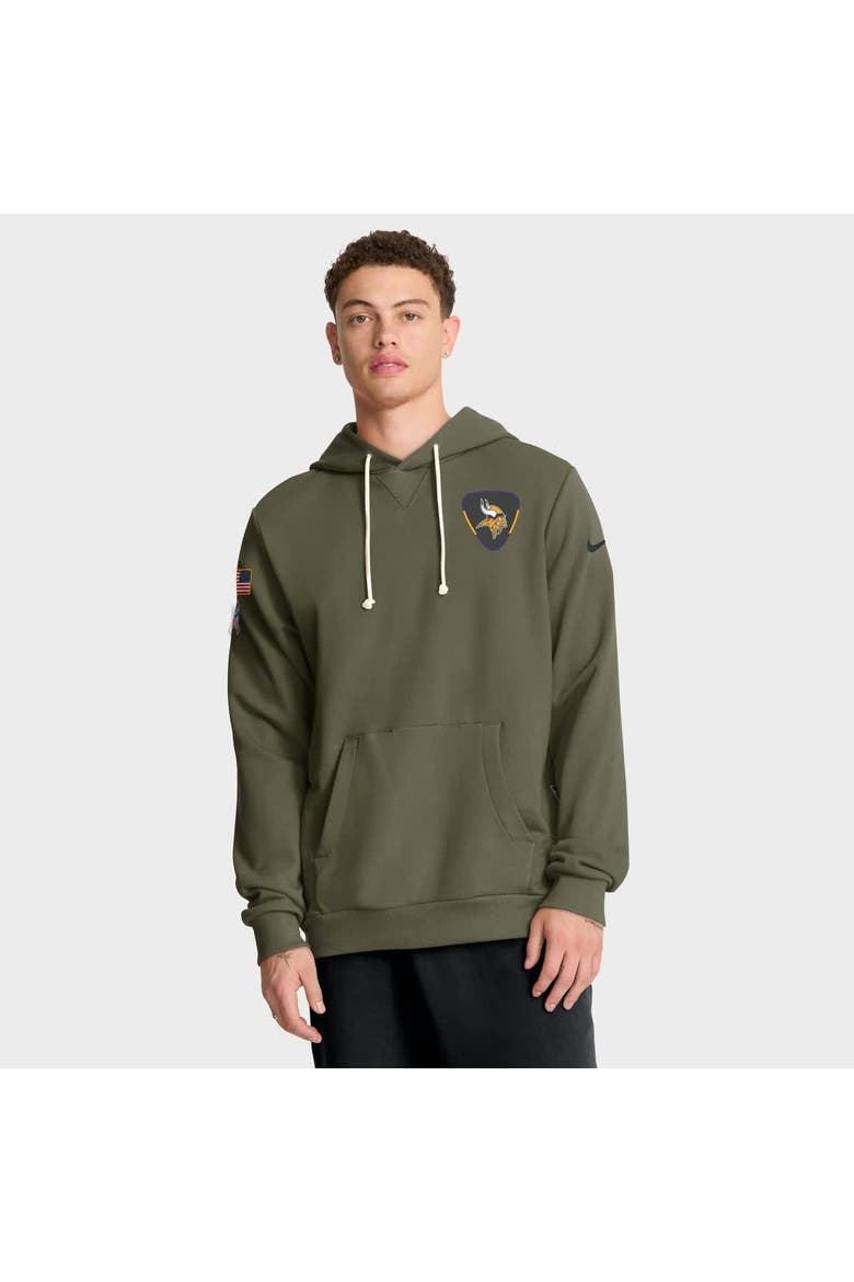 Men's Nike Olive Minnesota Vikings 2025 Salute to Service Sideline Standard Issue Dri-FIT Hoodie, Main, color, Olive