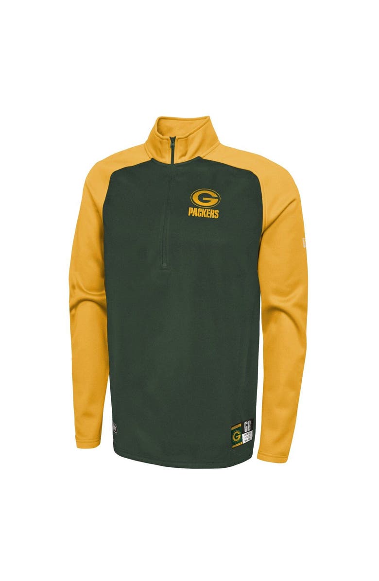 New Era Men's New Era Green Green Bay Packers Combine Authentic O-Line Raglan Half-Zip Jacket, Alternate, color, 