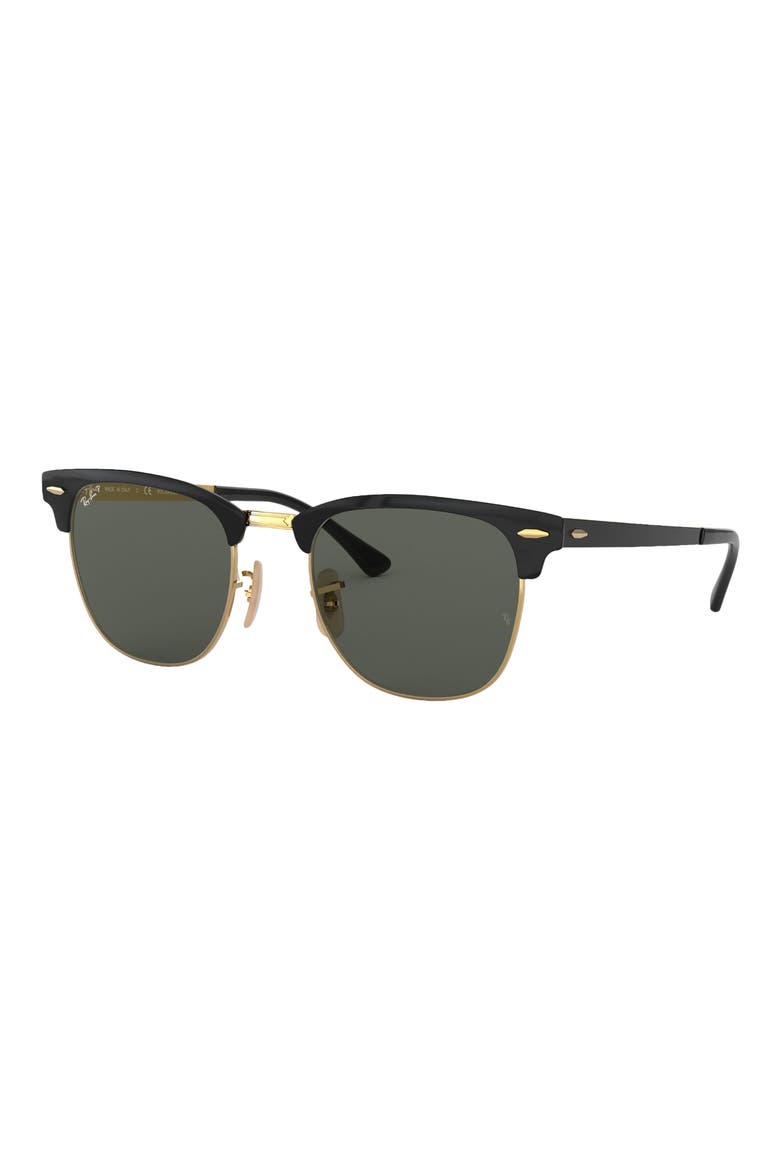 Clubmaster Metal 58mm Polarized Square Sunglasses, Alternate, color, GOLD/ BLACK/ GREEN