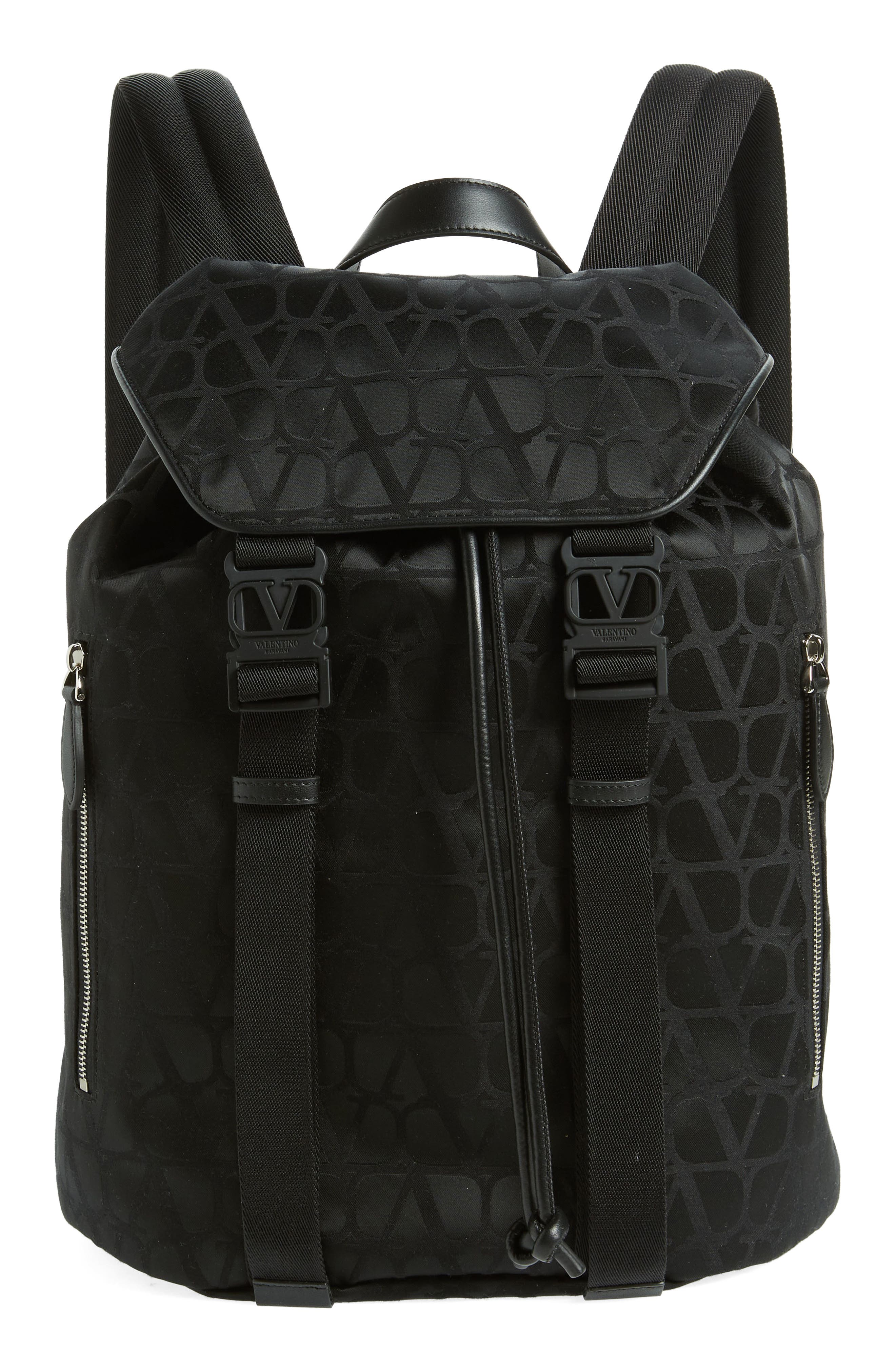 Valentino Garavani Toile Monogram Logo Canvas Backpack, Main, color, 