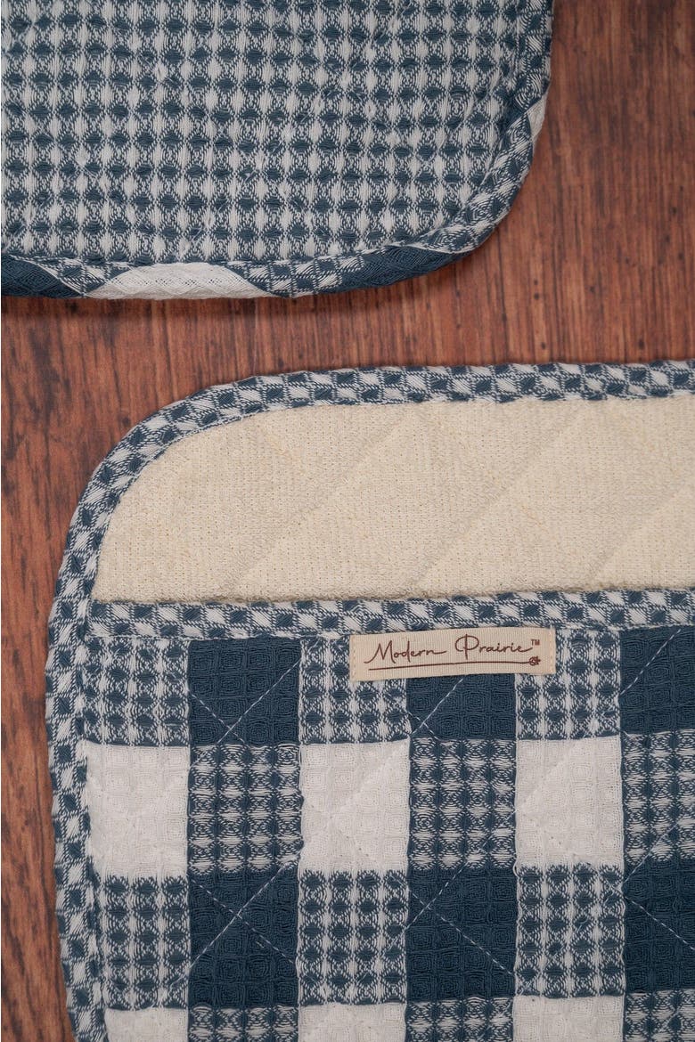 Prairie Essentials Pocket Potholders in Navy Plaid, Set of 2, Alternate, color, Navy