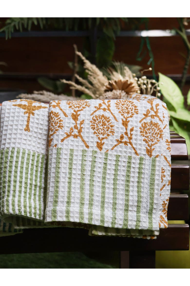 Nikhar Harmony Cotton Waffle Kitchen Towels - Mixed Set of 2, Alternate, color, Multi-color