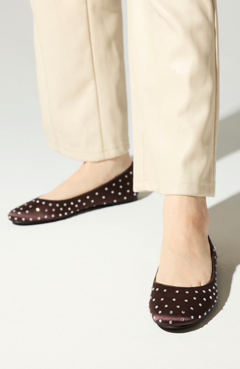 Yosi Samra Sadie Embellished Ballet Flat, Alternate, color, Brown