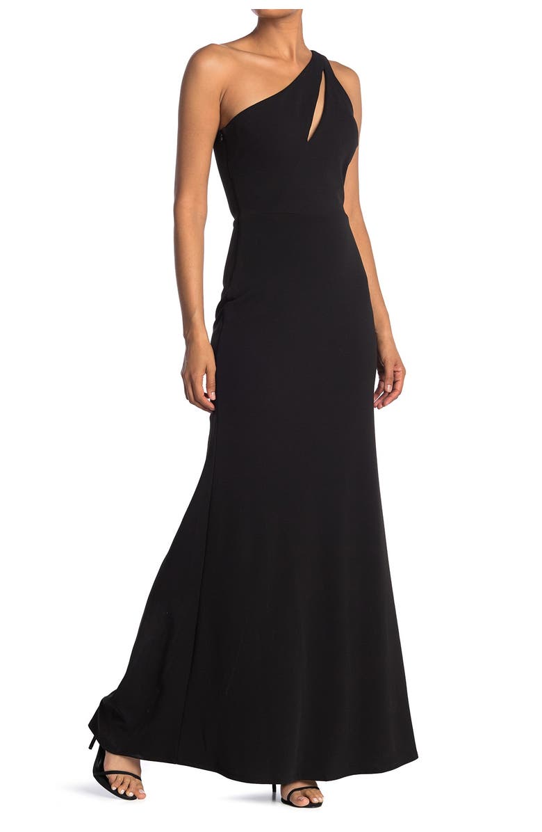 bebe Scuba Crepe Cutout One Shoulder Dress, Alternate, color, 