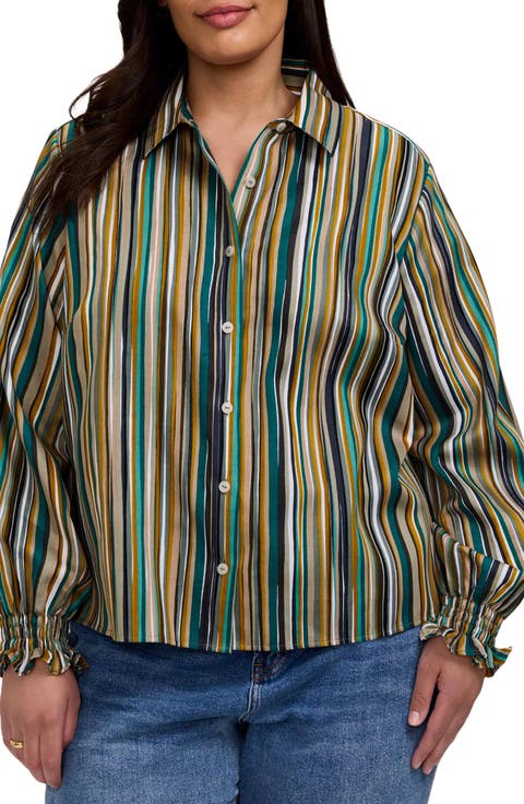 Vivienne Stripe Cotton Poplin Button-Up Shirt