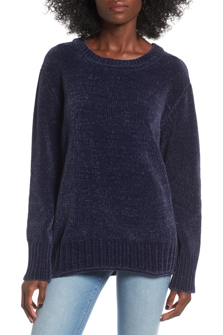 Chenille Pullover, Main, color, NAVY