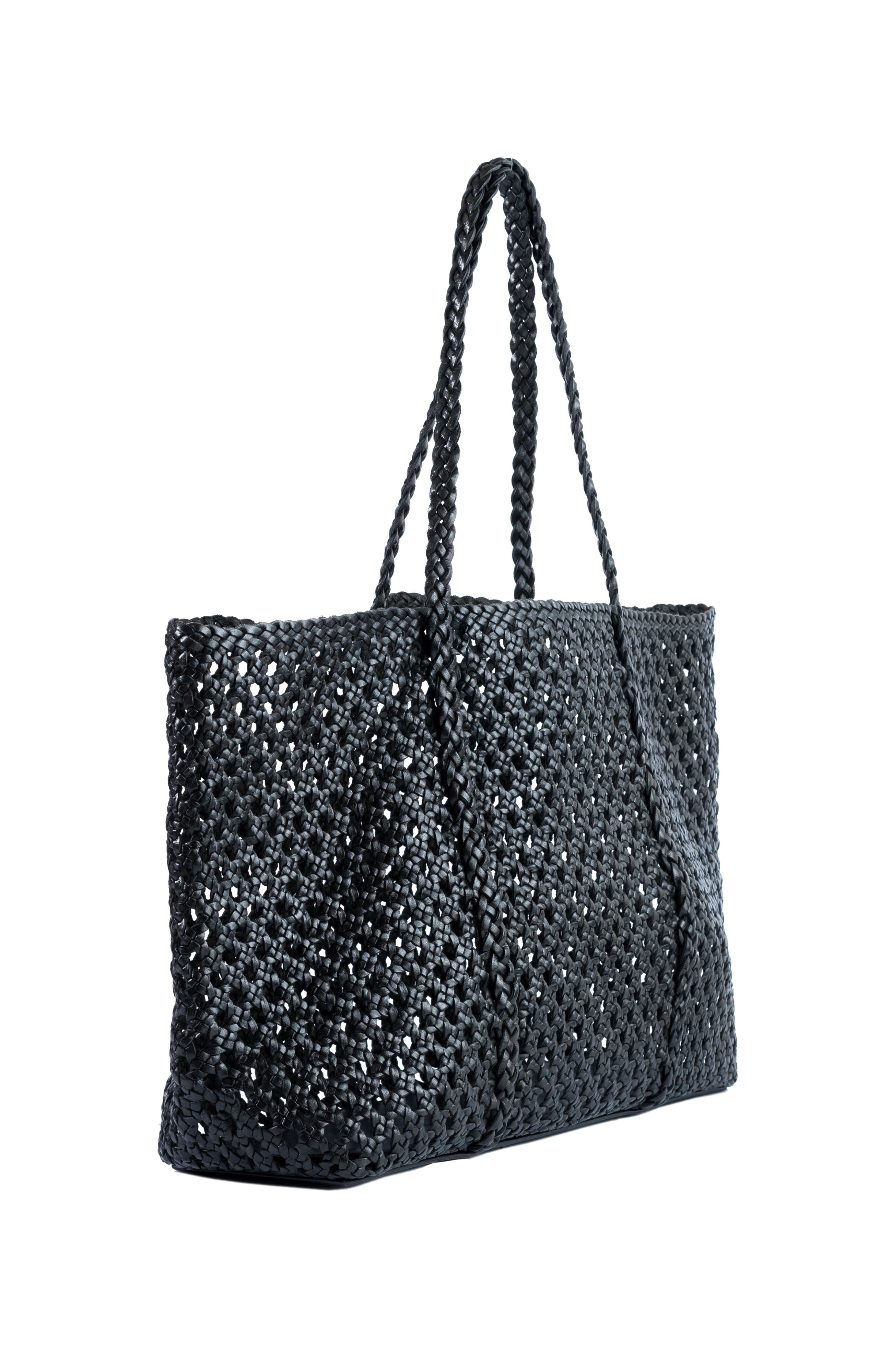 Adriana Castro La Cesta Handwoven Leather Tote, Alternate, color, Black