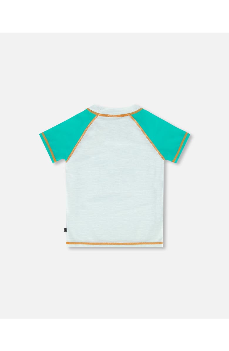 Deux par Deux Boy's Short Sleeve Rashguard Grey Coconut Print, Alternate, color, 