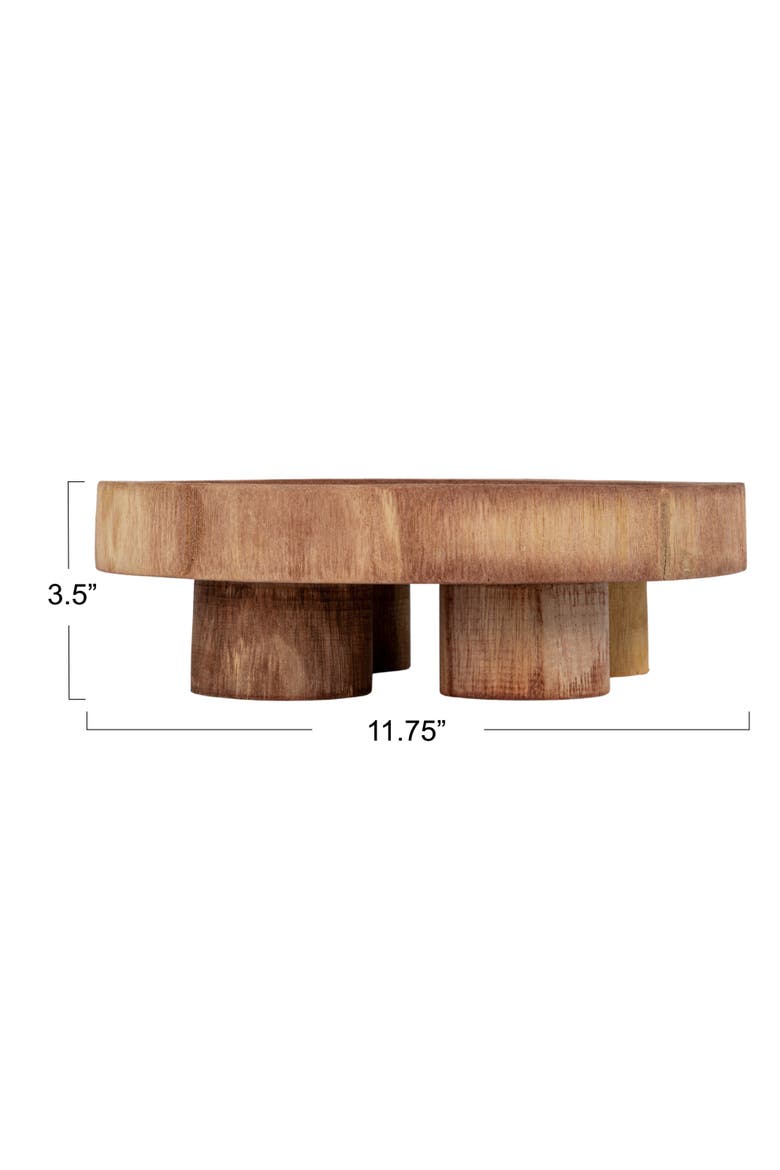 Paulownia Wood Pedestal Tray, Alternate, color, Natural