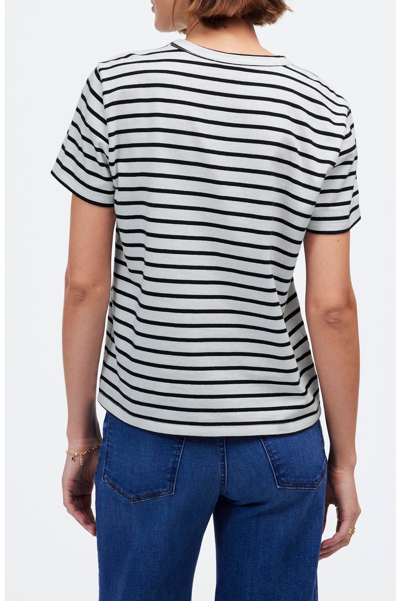 Perfect Stripe Cotton Crewneck T-Shirt, Alternate, color, BLACK & WHITE STRIPE