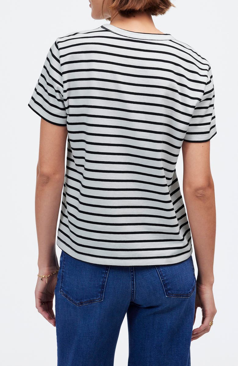 Madewell Perfect Stripe Cotton Crewneck T-Shirt, Alternate, color, Black & White Stripe