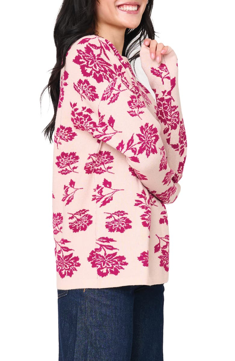GIBSONLOOK Relaxed Fit Intarsia Sweater, Alternate, color, Cerise / Pink Smoke