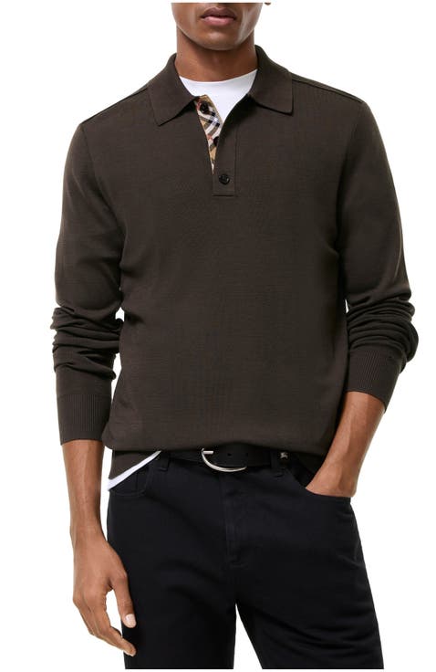 Long-sleeve Wool Polo Shirt