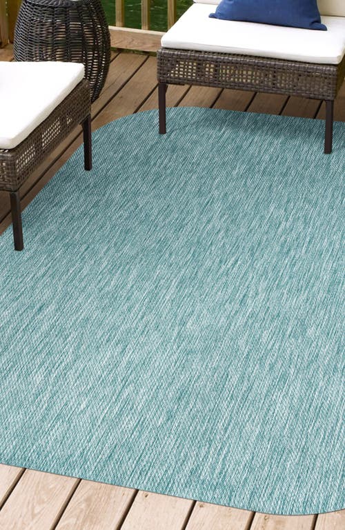 Jonathan Y Miles Modern Minimalist Radius Corner Solid Indoor/outdoor Shaped Area Rug In Turquoise