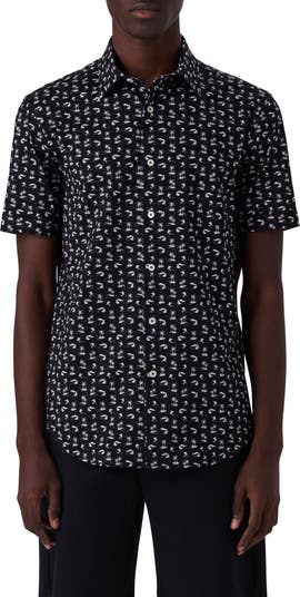 Bugatchi - OoohCotton® Floral Short-Sleeve Shirt - Graphite