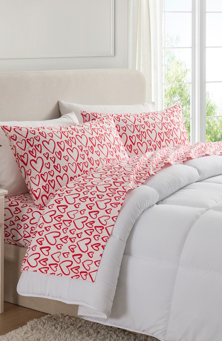 Hallmark Heartstring Sheet Set, Alternate, color, White/Red