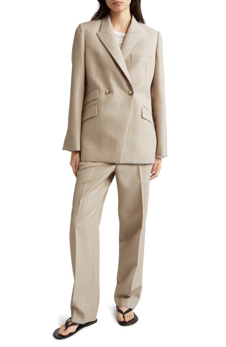 PARTOW Steph Double Breasted Wool Twill Blazer, Alternate, color, Oat