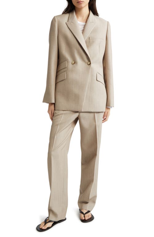 Partow Steph Double Breasted Wool Twill Blazer In Oat