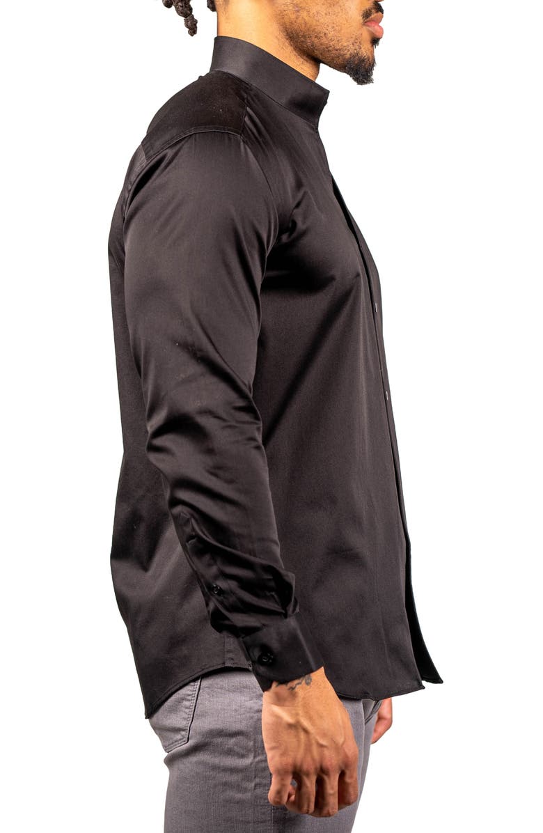 Maceoo Ceremony Prince Cotton Button-Up Shirt, Alternate, color, Black