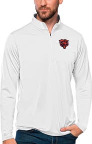 ANTIGUA Men's Antigua White Chicago Bears Tribute Quarter-Zip Lightweight Pullover Top