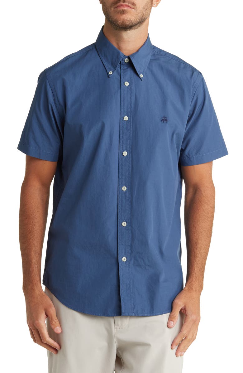 Brooks Brothers Washed Short Sleeve Regent Fit Shirt, Main, color, 