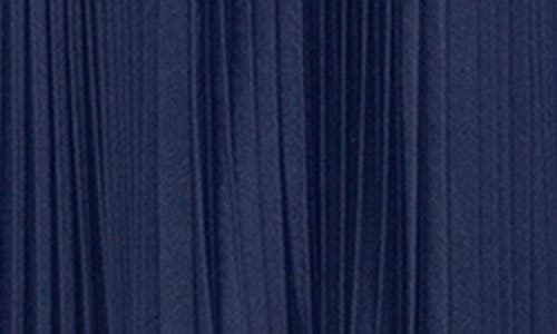 Marina Pleated High Neck Dress In Dark Navy